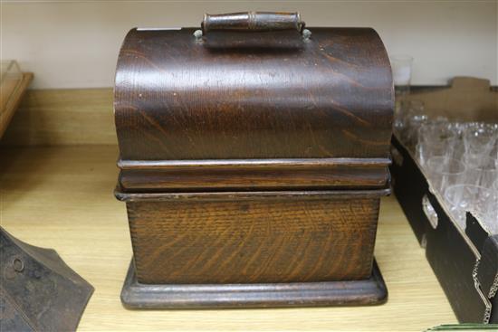 An Edison standard phonograph, sound box lacking